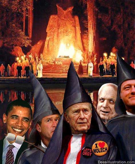 Богемская Роща (Bohemian Grove) - ритуальная церемония жертвоприношения "похороны заботы" - "Я люблю Молоха" и президенты США, члены секретных обществ Богемская Роща (Bohemian Grove) - ритуальная церемония жертвоприношения "похороны заботы" - "Я люблю Молоха" и президенты США, члены секретных обществ