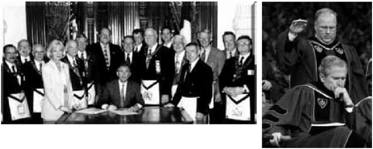 George Bush, the Freemason with his Masonic brothers