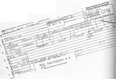 Victor Ostrovsky's ticket for the Royal Jordanian Airlines flight