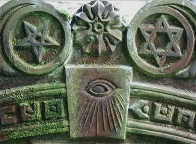 Masonic Illuminati Zionist Satanist Cabalist symbology on a Masonic lodge