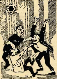 The swindlers in religious articles brawl among themselves over the division of the spoils in the synagogue