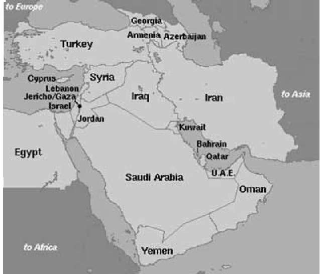 Карта Среднего Востока