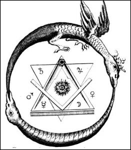 Kabalistic symbol of Oroboros - snake biting its tail