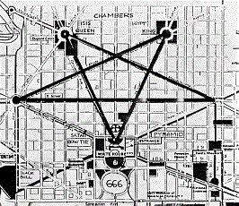 Washington DC city map with satanic symbology
