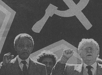 Nelson Mandela and Yossel Mashel Slovo - communist brothers at a meeting